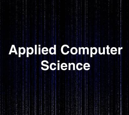 Applied Computer Science on a dark digital background.